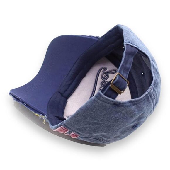 Embroidered Graphic Distressed Cotton SnapBack Baseball Cap NEW - Picture 2 of 4